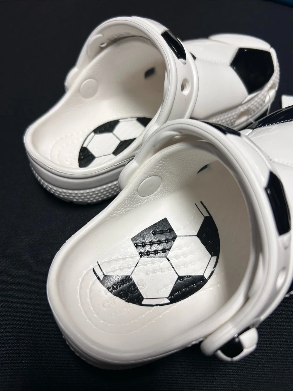 CROCS Classic Soccer Ball Clog Kids Toddler Size C8 White Black